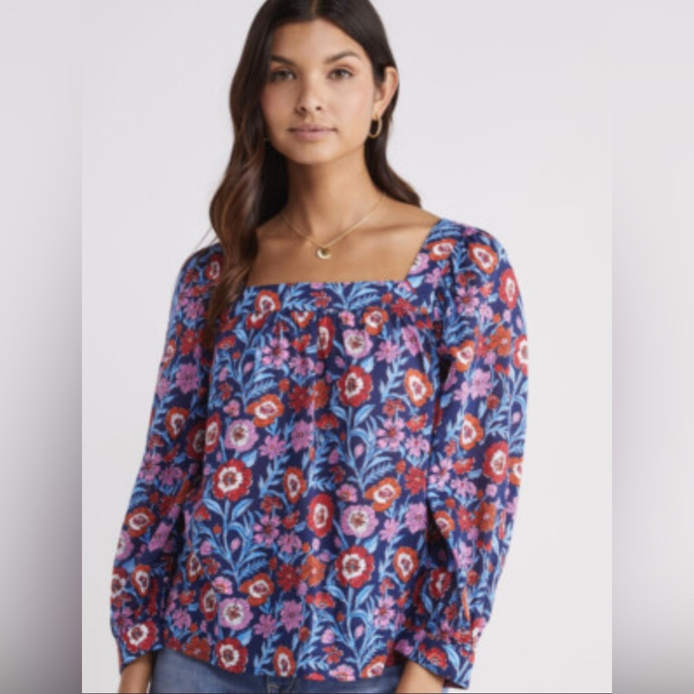 NWOT Vineyard Vines Tisbury Floral Square-Neck Top 2x